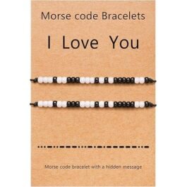 Couples Bracelets, I Love You Morse Code Bracelet, Gifts for Boyfriend&Girlfriend, Long Distance Relationships Matching Bracelets