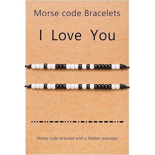 Couples Bracelets, I Love You Morse Code Bracelet, Christmas Gifts for Boyfriend, Long Distance Relationships Matching Bracelets