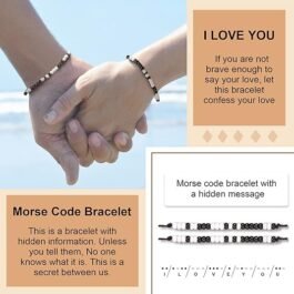 Couples Bracelets, I Love You Morse Code Bracelet, Gifts for Boyfriend&Girlfriend, Long Distance Relationships Matching Bracelets