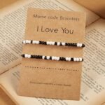 Couples Bracelets, I Love You Morse Code Bracelet, Christmas Gifts for Boyfriend, Long Distance Relationships Matching Bracelets