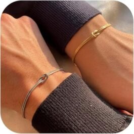 Gold Bracelets for Women Matching Bracelets for Couples 14K Gold Plated Love Knot Bracelet