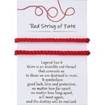 Matching Bracelets for Couples Him Boyfriend, Red String of Fate Long Distance Relationship Gift Ideas for Girlfriend Her