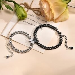 Matching Puzzle Heart Bracelets for Couples: Long Distance Relationship Gifts Stainless Steel Bracelets for Women Men His Hers Bracelets Set for Bf gf Husband Wife Gift