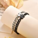 Matching Bracelets for Couples: Long Distance Relationship Gifts Puzzle Heart Stainless Steel Bracelets for Women Men His Hers Bracelets Set for Bf gf Husband Wife Anniversary Promise Gift