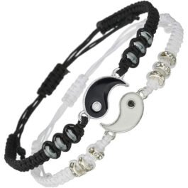 Matching Yin Yang Adjustable Cord Bracelets for Boyfriend Girlfriend Gift