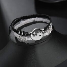 Matching Yin Yang Adjustable Cord Bracelets for Boyfriend Girlfriend Gift