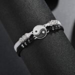 Matching Yin Yang Adjustable Cord Bracelet for Boyfriend Girlfriend Valentines Gift