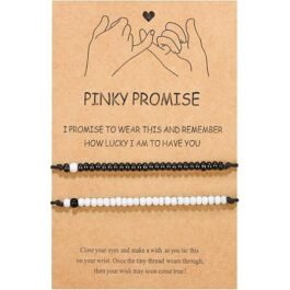 Pinky Promise Matching Bracelet for Couples Soulmate, Distance Relationship Gifts for Women Men Him Her